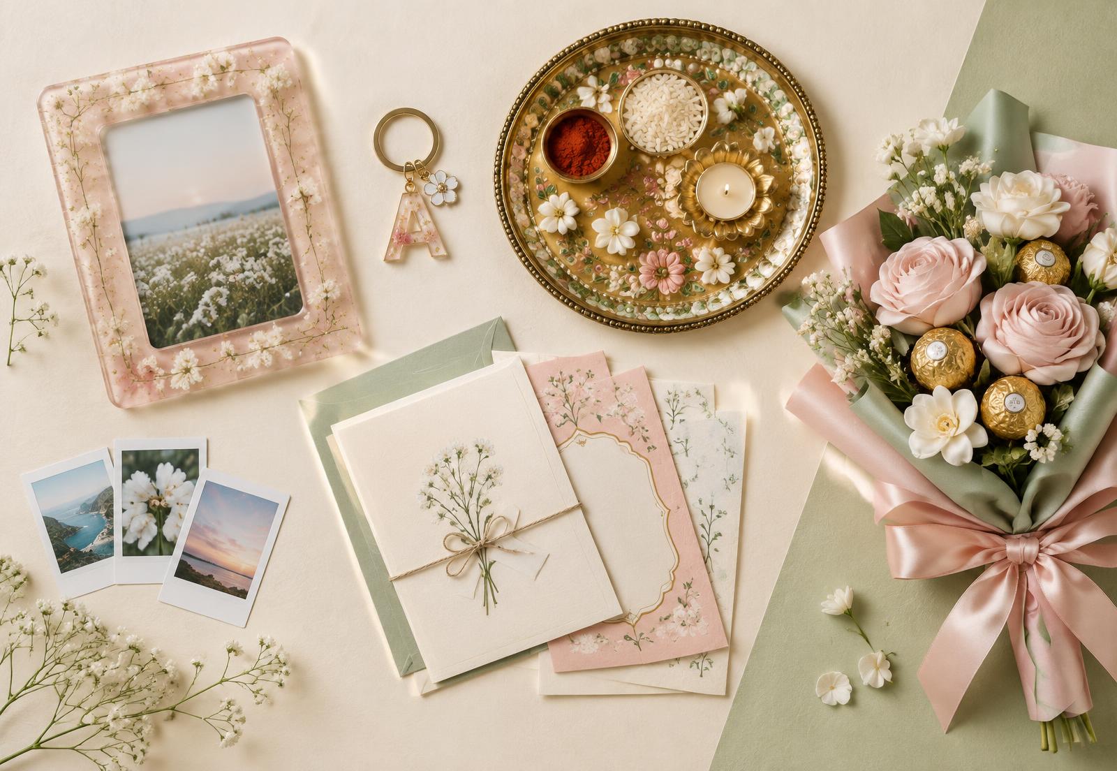 A collection of handmade resin, paper and floral creations